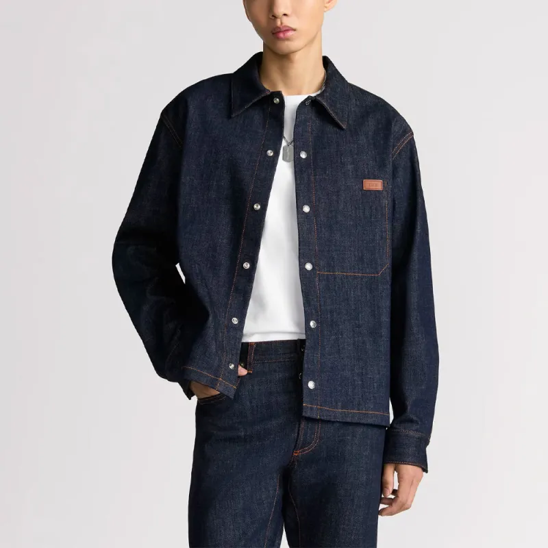 DIOR Logo Patch Buttoned Denim Jacket-2
