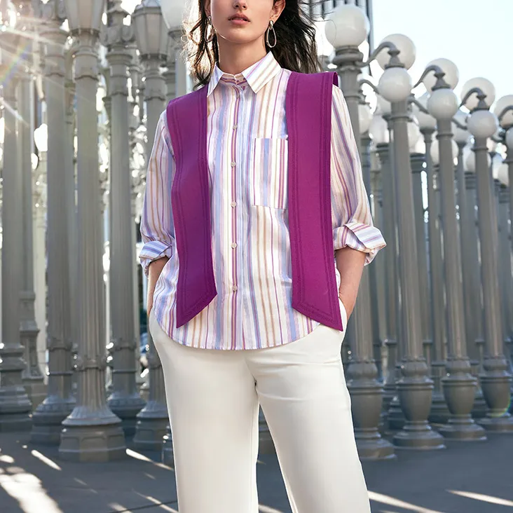 FILA SS24 Shirt Women's Triangle Plum Powder-3