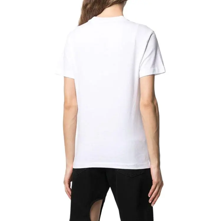Marine Serre Organic Cotton Embroidered T shirt White-3