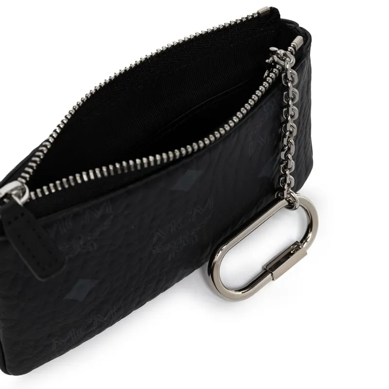 MCM Canvas Clutch Key Pouch Unisex Black-3