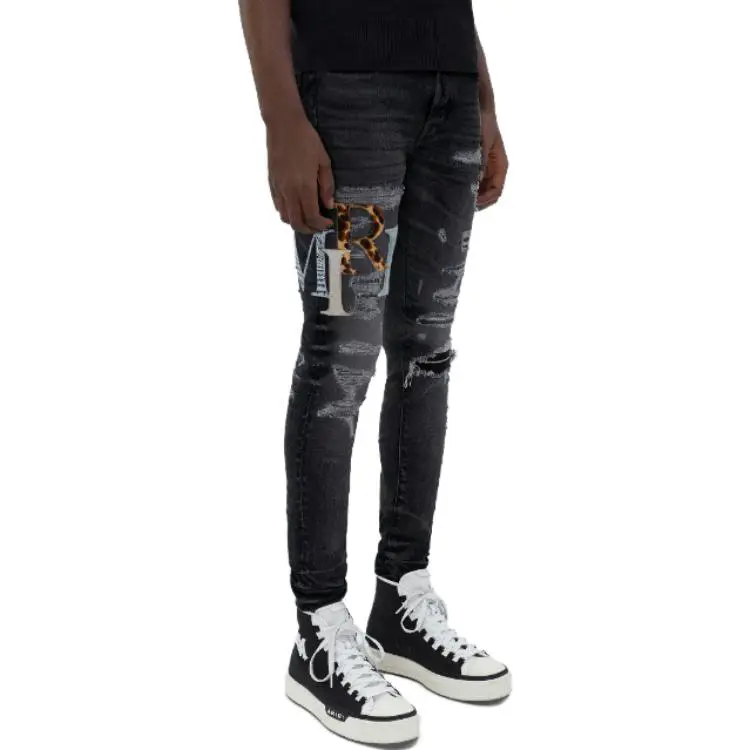 AMIRI Multi Leather Staggered Logo Jean-4