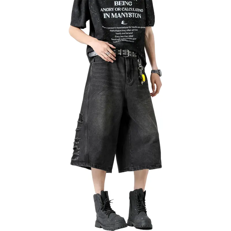 TBSM Denim Shorts Unisex Black Gray-6