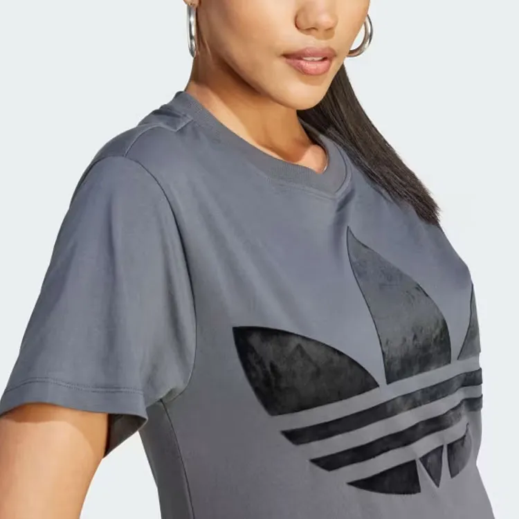 Adidas Originals Trefoil T Shirts Women's Dark Gray-5