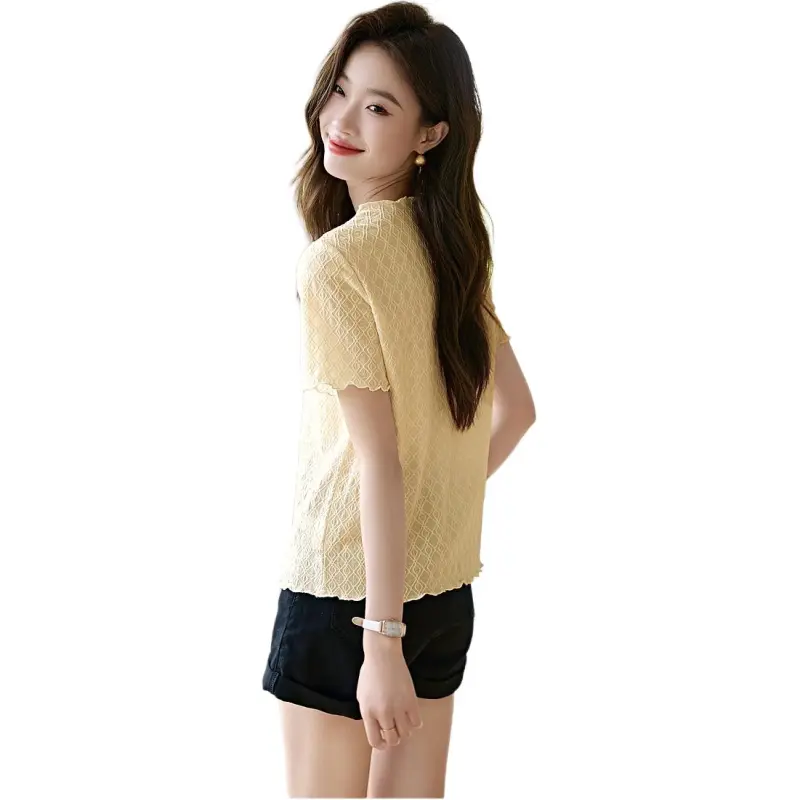Mo Han Yi Mei Regular T Shirt Women's Yellow Cream-2