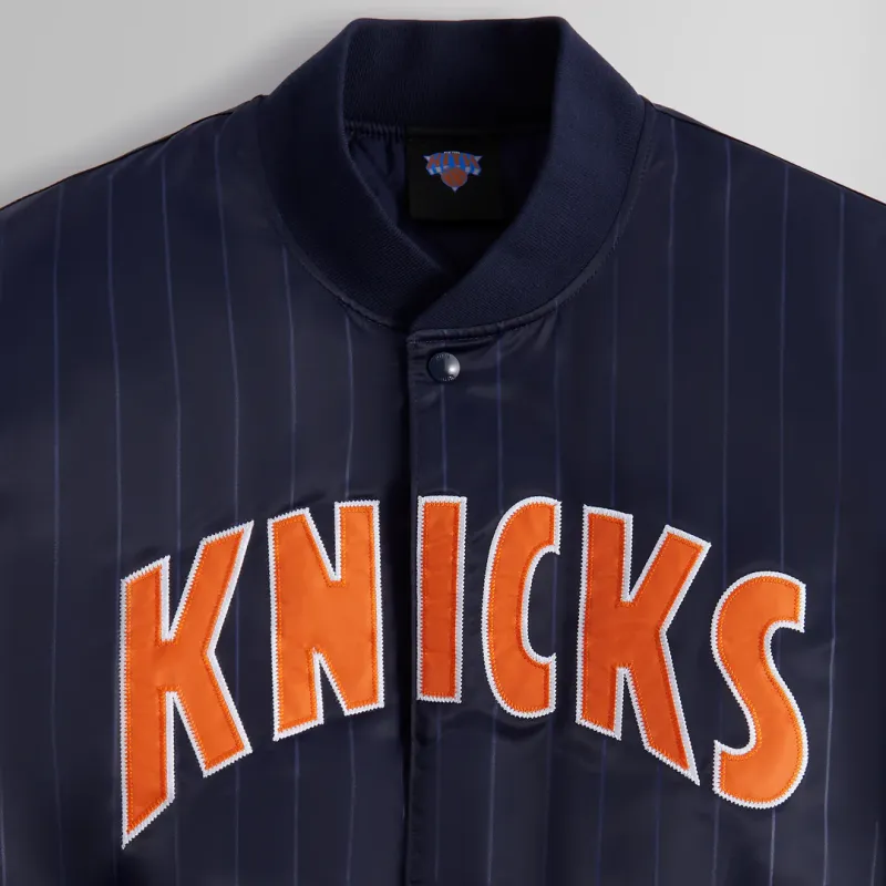KITH New York Knicks Pinstripe Satin Bomber Jacket-2