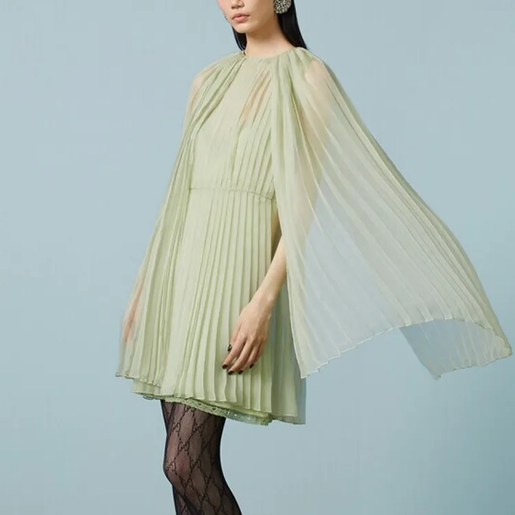 GUCCI Pleated Cape Dress-3