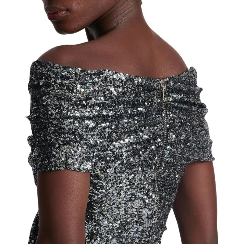 BALMAIN Off shoulder Sequin embellished Gown-4