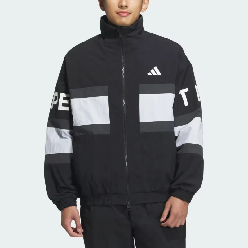 Adidas WORDING Pack Loose Fit Mesh Lined Woven Jacket Men's Black-1