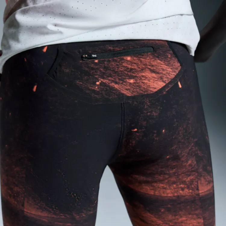 On Race Tights Half Sports Shorts Men's Black Flames-4