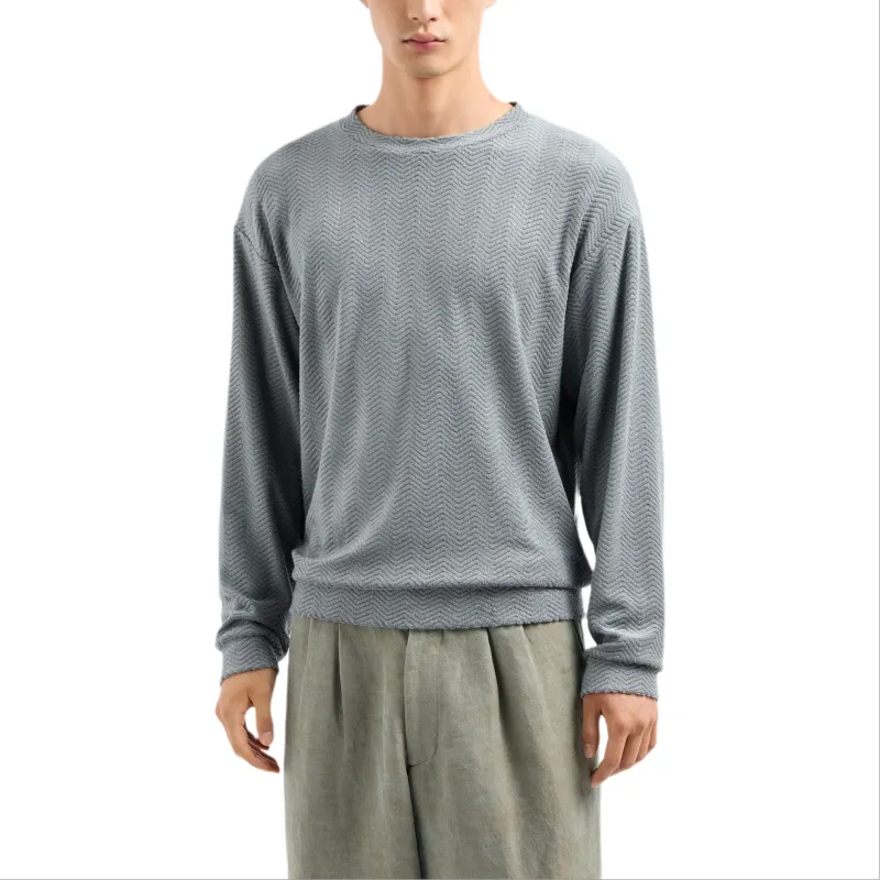 GIORGIO ARMANI Crew neck Sweatshirt In Chevron Silk And Cotton-1