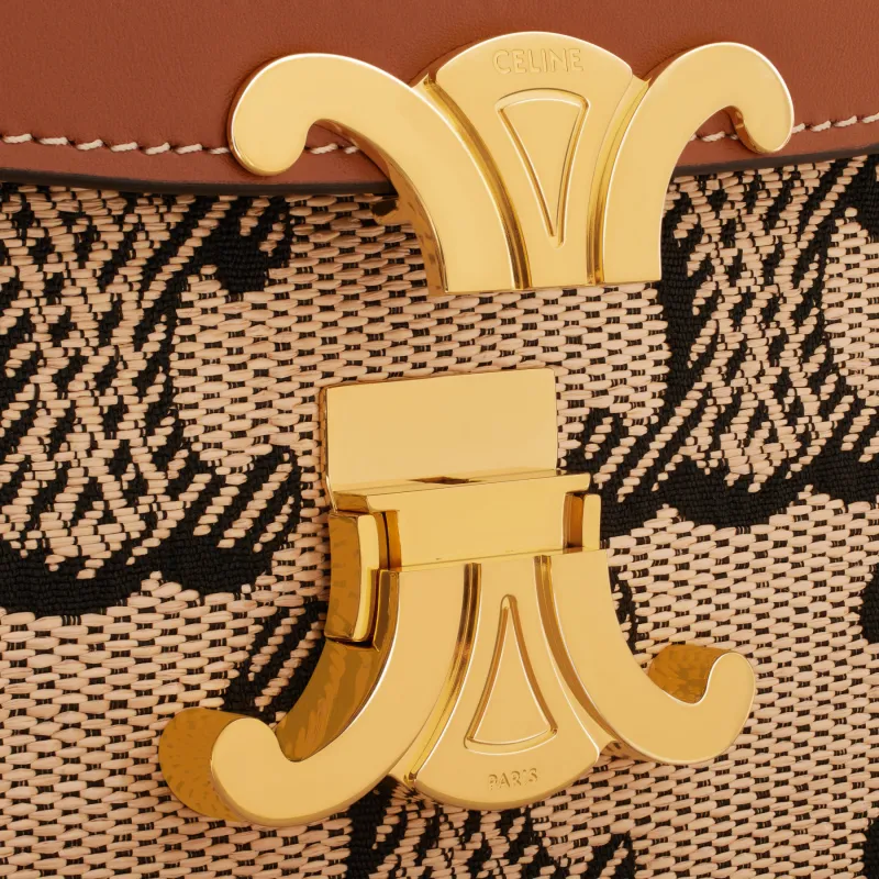 CELINE Triomphe Cow Leather Crossbody Bag, Handbag, Shoulder Bag Medium Size Women's Natural Color/Tan-3