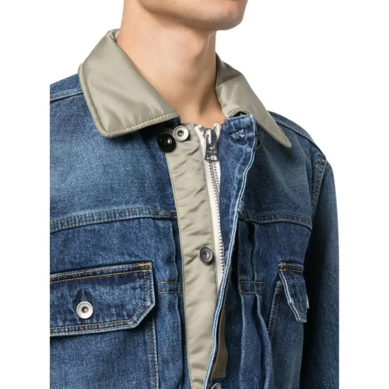 Sacai Collared Button Up Denim Jacket-4