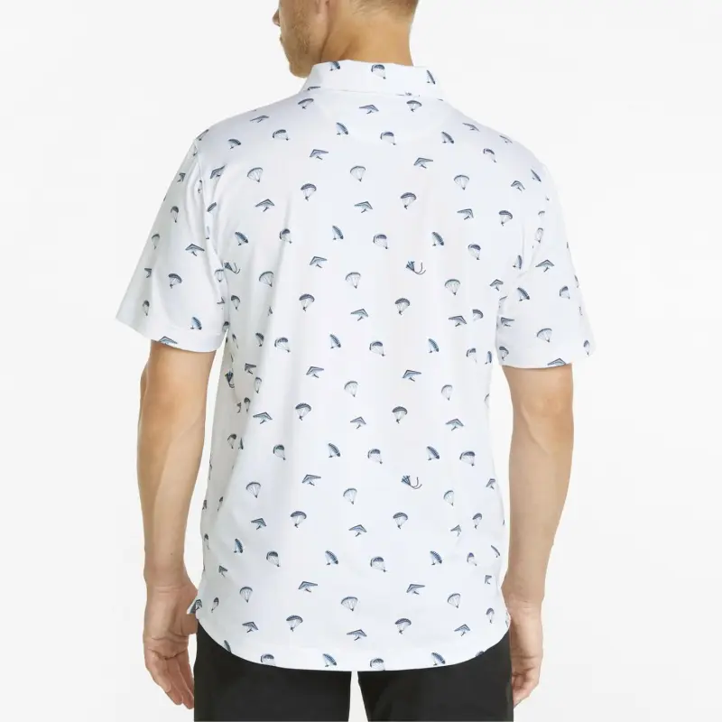 PUMA Polo Shirt Men's White/Angel Blue-3