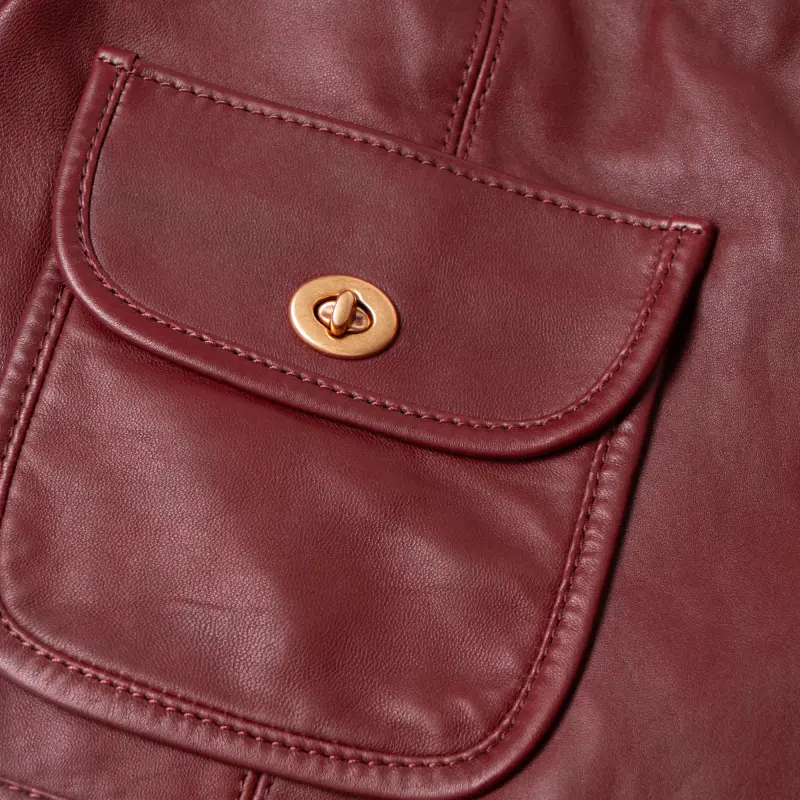 COACH SS22 Leather Jacket Women's Saddle Brown-2