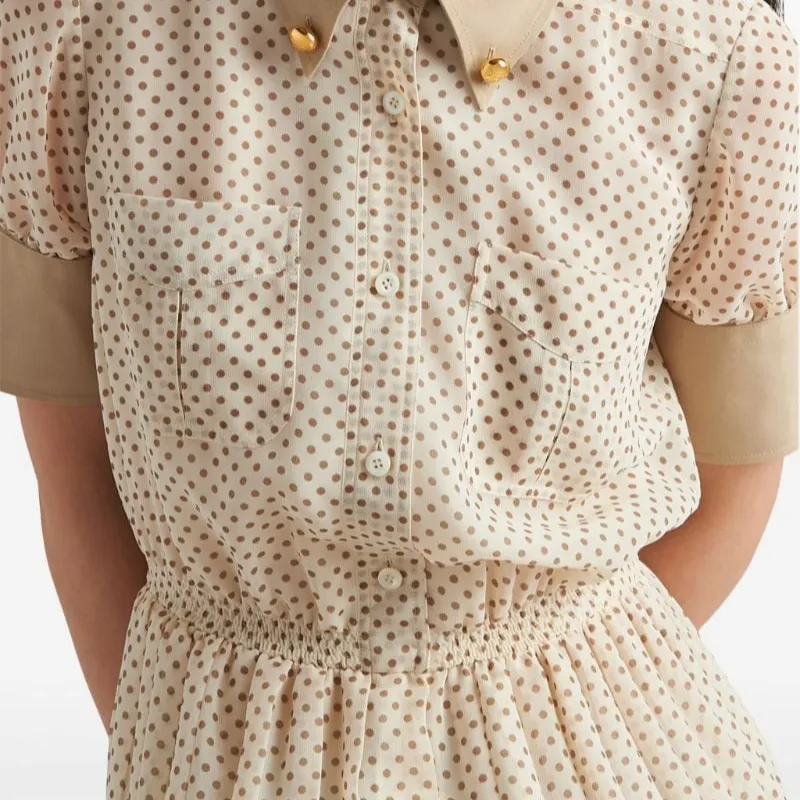 PRADA Polka-dot Print Midi Dress-4