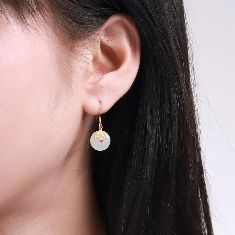 TAMINA Earrings White Jade Women's-4