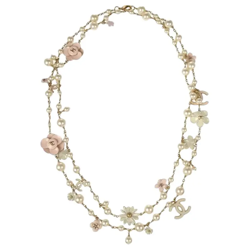 CHANEL 2010 Faux pearl Chain link Necklace-1