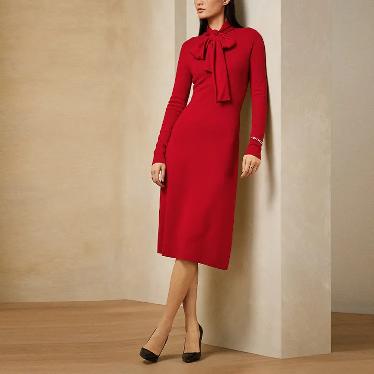 Polo Ralph Lauren Long Sleeved Dresses Women's Red-1