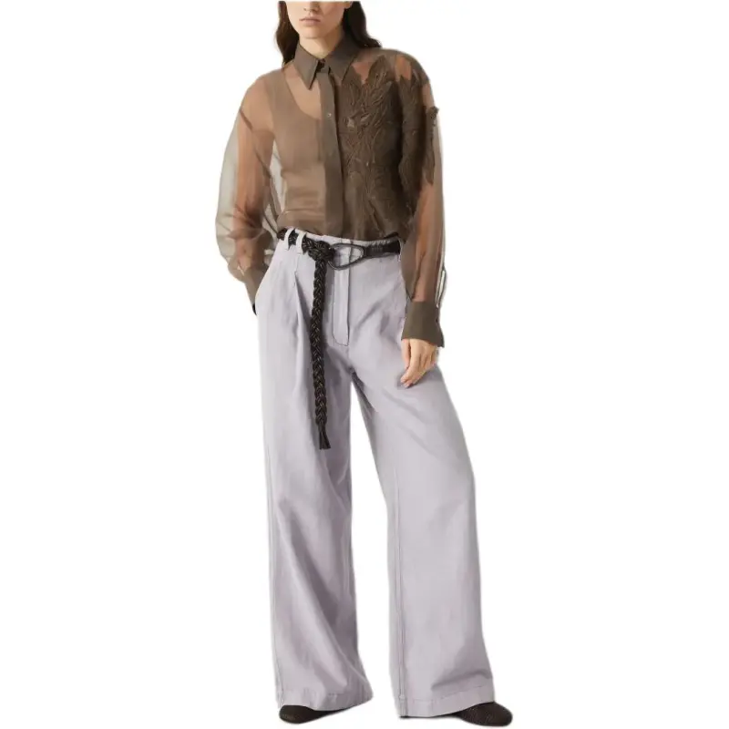 Brunello Cucinelli Herbarium Appliqué Crispy Satin Shirt-2