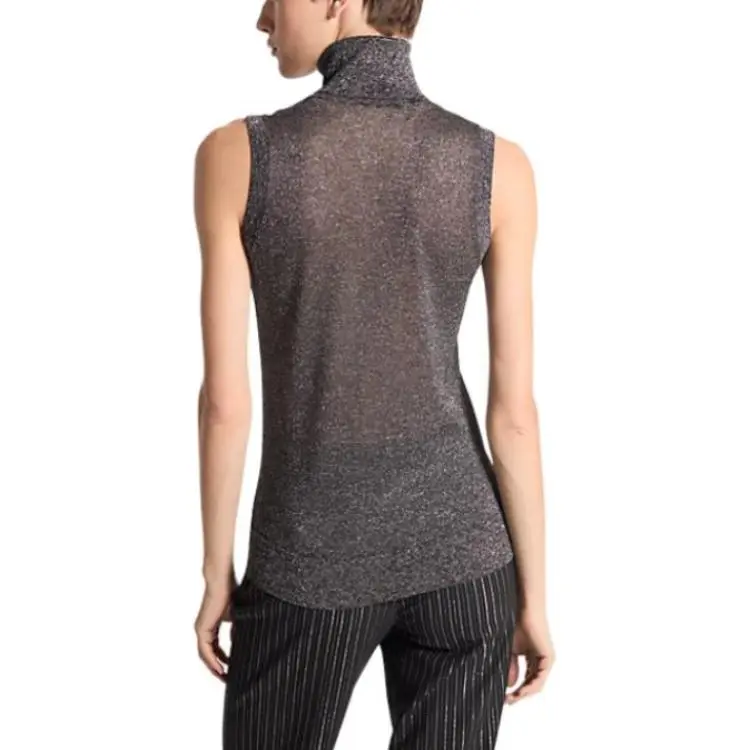 MICHAEL KORS Metallic Viscose Blend Sleeveless Turtleneck Sweater-1