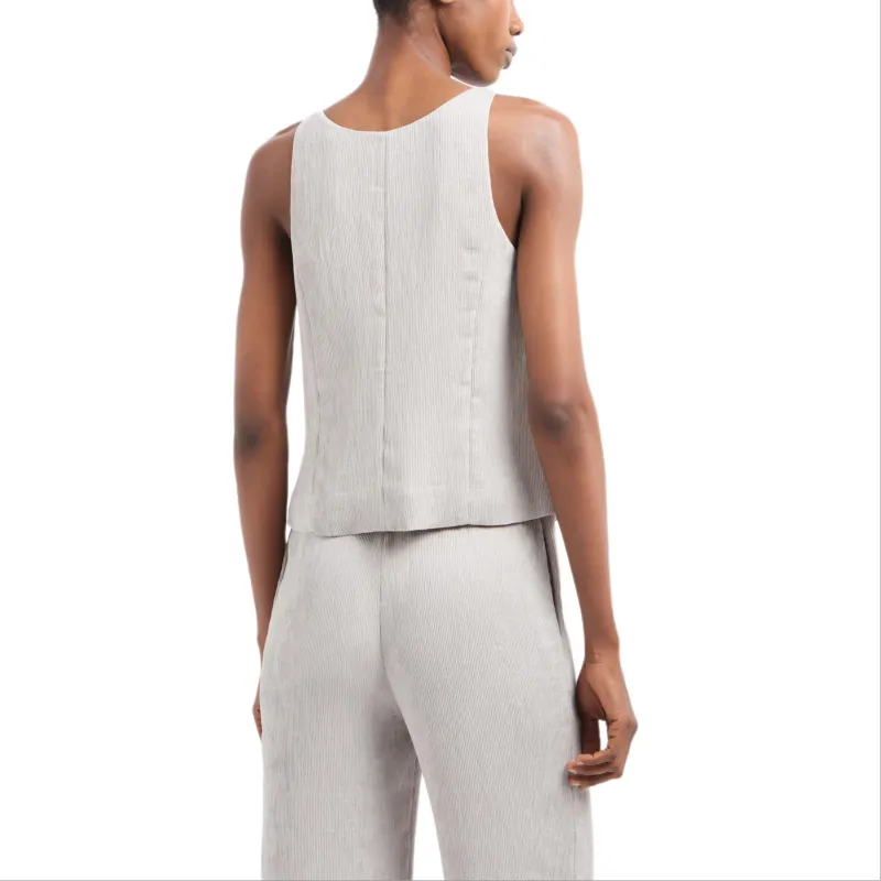 EMPORIO ARMANI Fluid Canneté V neck Waistcoat-2