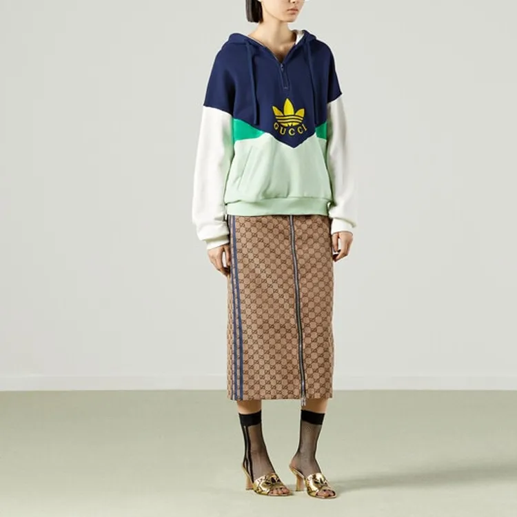 GUCCI X Adidas Hooded Sweatshirt Blue-3