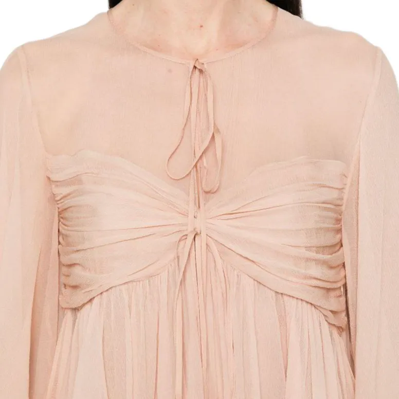 Chloé Pleated Silk Top-4