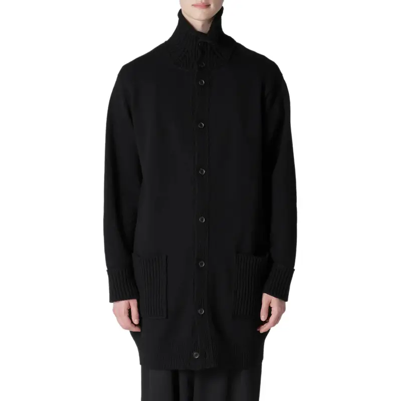 Yohji Yamamoto Drop Needle Turtleneck Knitted Cardigan-4