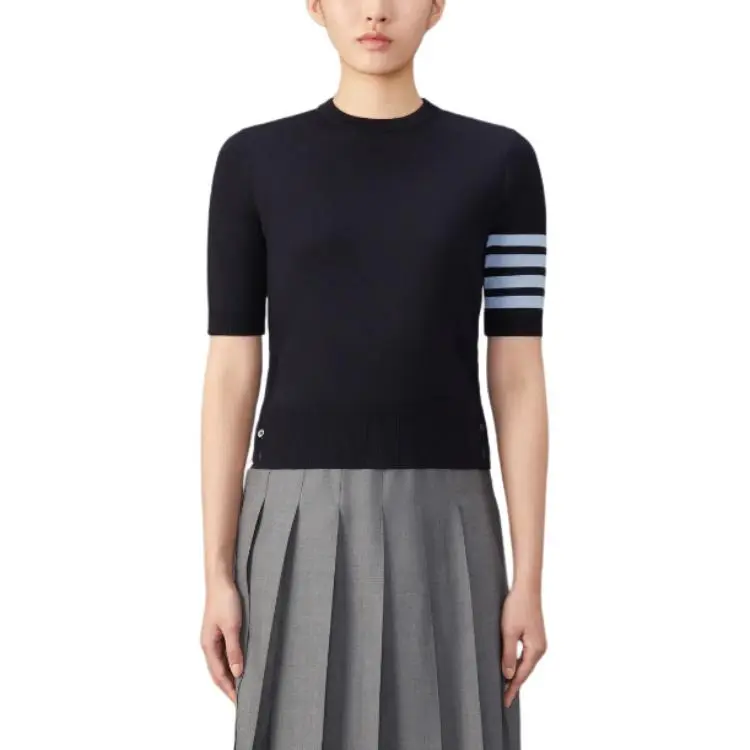 THOM BROWNE Stripes Fine knit T shirt-3