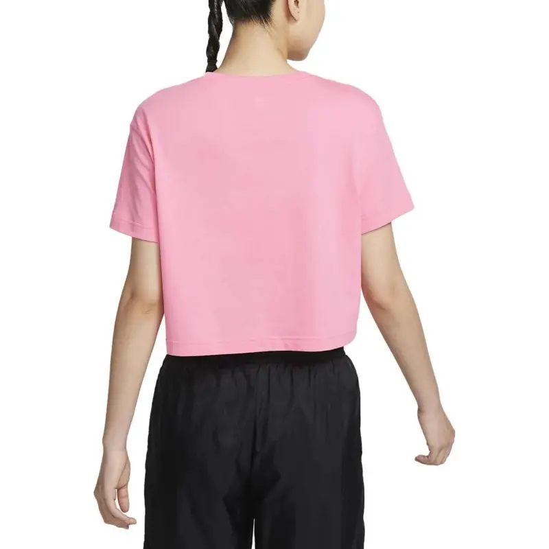 Nike Sportswear Letter Logo Print Pullover Crop T-Shirt Pink-4