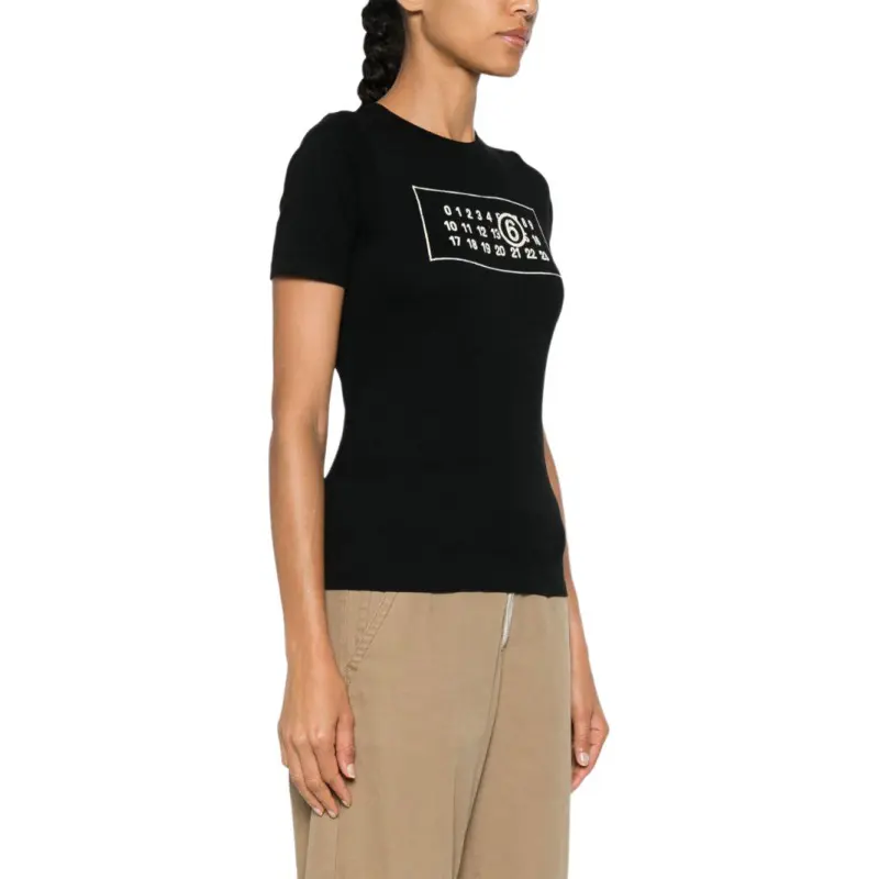 MM6 Maison Margiela Logo Printed Crewneck T Shirt-3