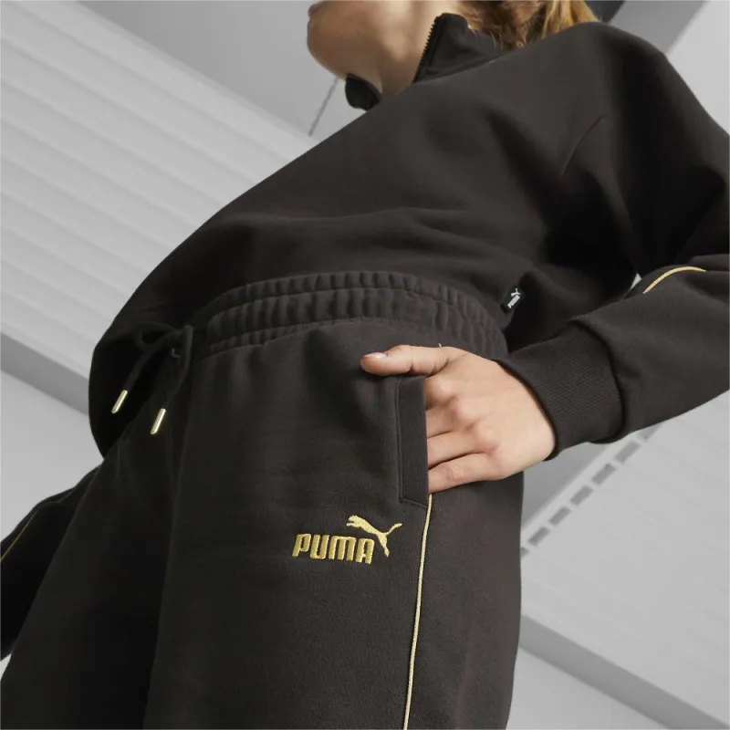 PUMA Essentials+MINIMAL GOLD Sweatpants Fleece Knitted Sweatpants Women's Black-5