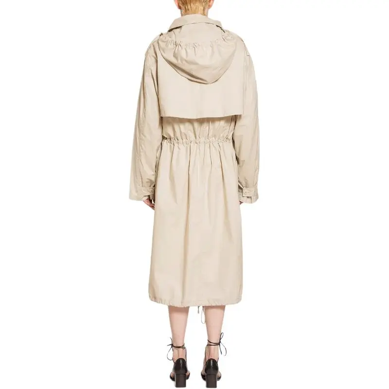 Lemaire Light Hooded Trench Coat 'Stone Beige'-2