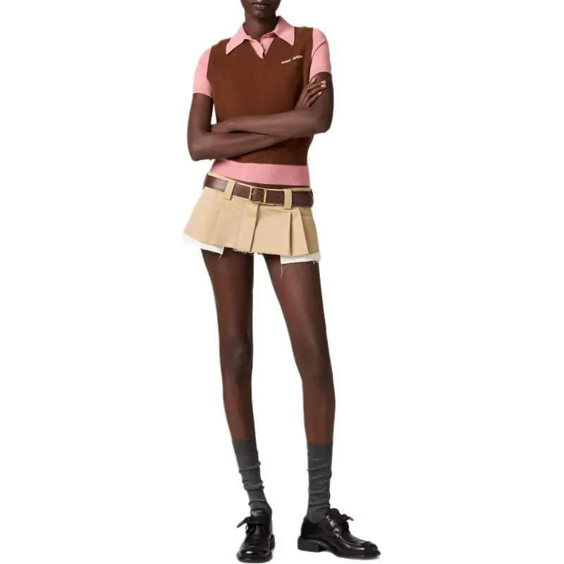 MIU MIU Logo intarsia Polo Top-1