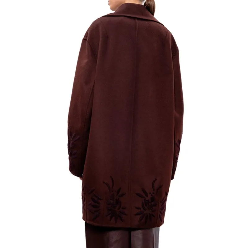 ERMANNO SCERVINO Motif Embroidered Drop Shoulder Coat-3
