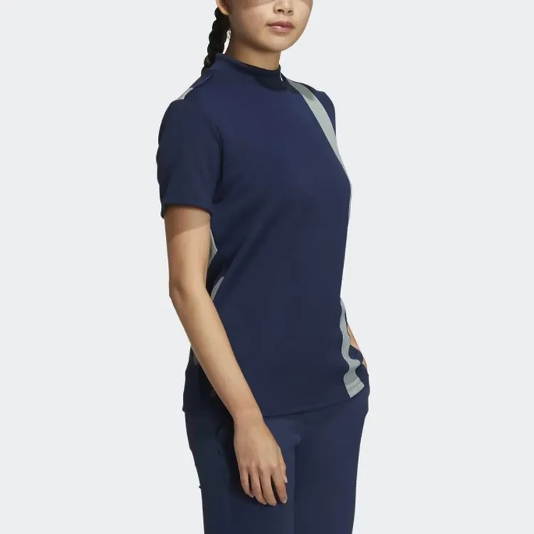 Adidas Aeroready 3-Bar Mock Neck Shirt T-Shirt Women's University Marine-3
