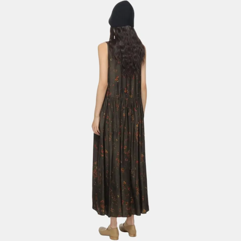UMA WANG Floral Printed Sleeveless Midi Dress-4