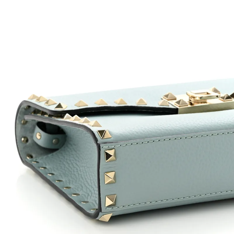 Valentino Rockstud Leather Crossbody Bag, Shoulder Bag Small Size Women's Light Blue-4