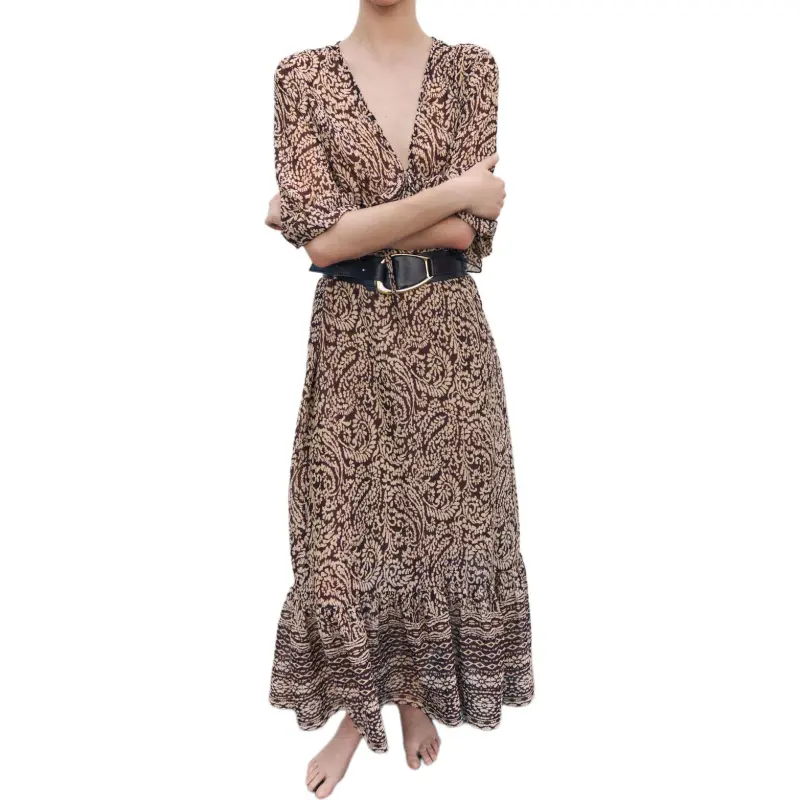 ZARA Short Sleeved Dress Women's Multicolor-2