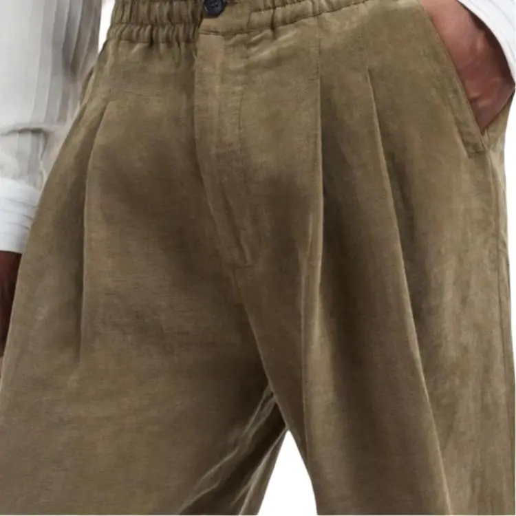 GIORGIO ARMANI Single pleat Trousers In Linen And Lyocell-3