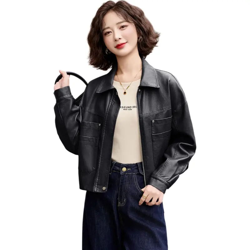 Yi Mengyuan Leather Jackets Coats Women's-3