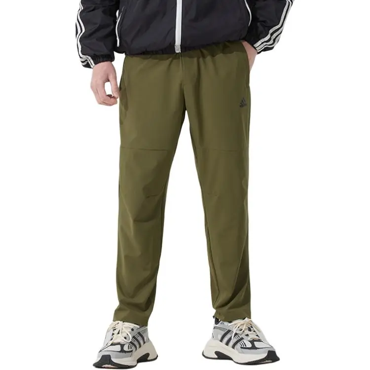 Adidas SS25 Knitted Sports Pants Men's Olive Green-1