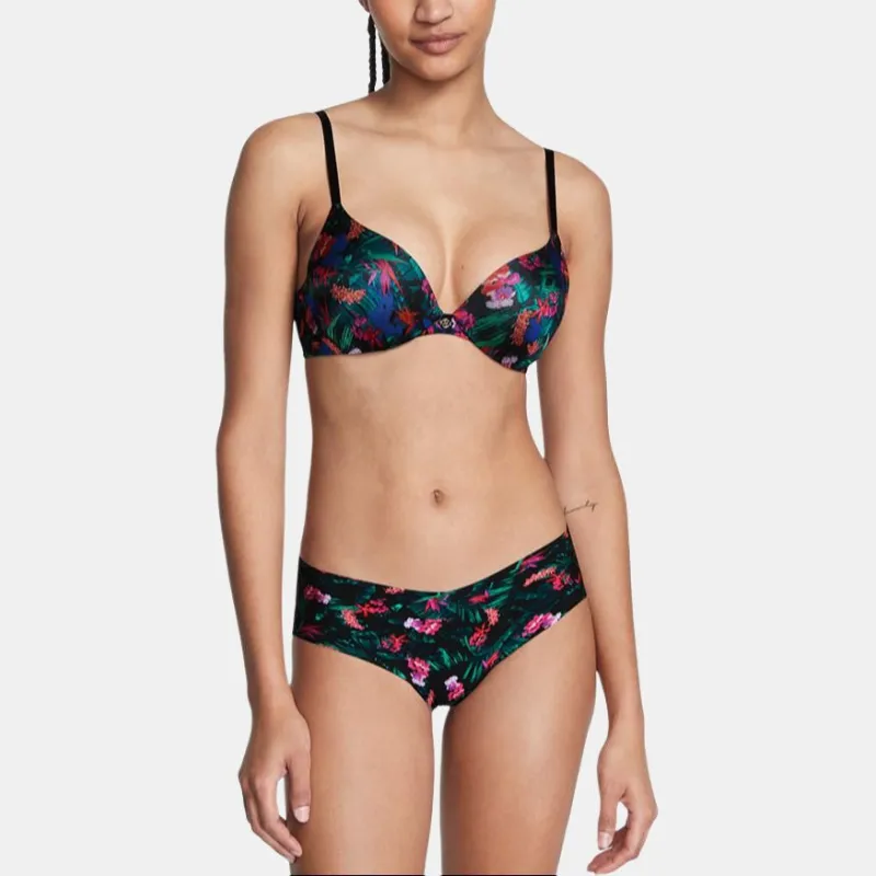 Victoria's Secret Underpants Women's 1 Pack Black With Leaf Floral-1