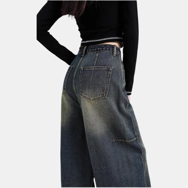 YINLEI Jeans Women's Golden Blue Pants-2