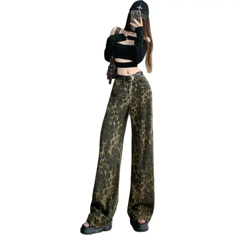 IJRJ Jeans Unisex Leopard Print-2