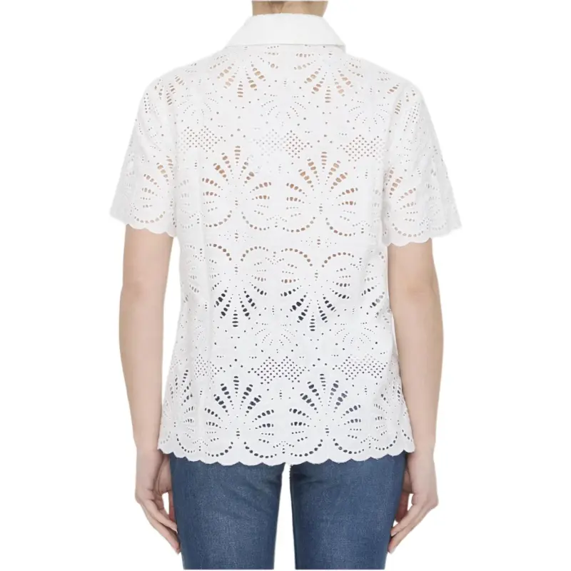 Self portrait Open Work Short Sleeved Shirt-4