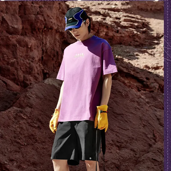 LiNing T-Shirt Unisex Light Gray Purple-2