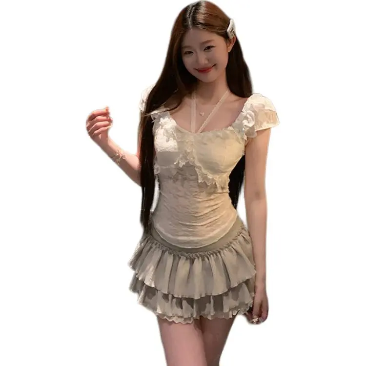 Mu Xiao Xin Flutter Sleeve T Shirt Women's-3