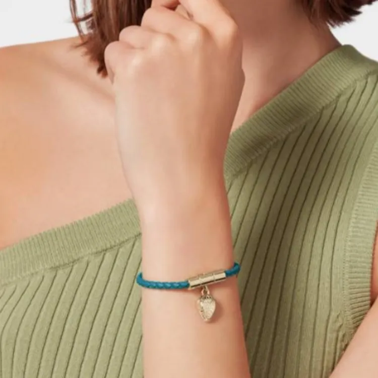 BVLGARI Leather, Gold Plated, Metal Bracelets Unisex Blue-1