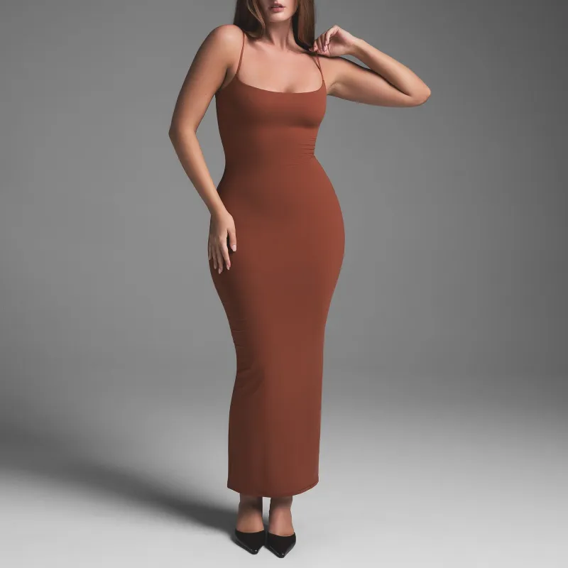 SKIMS FW24 FITS EVERYBODY LONG SLIP DRESS Slip Dress Women's SAFFRON/Saffron-1